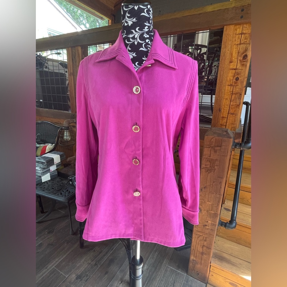 St. John Fuchsia Long Sleeve Blazer Notched Collar